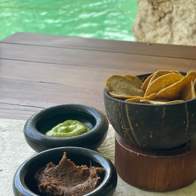 「guac and salsa」の料理の写真
