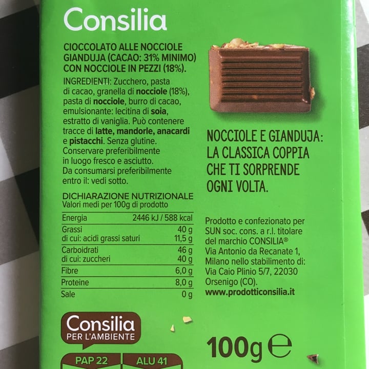 photo of Consilia Cioccolato Alle Nocciole Gianduja shared by @valeriadess on  05 Dec 2022 - review