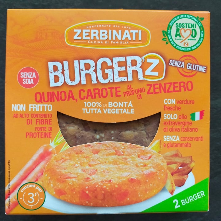 photo of Zerbinati Burger'Z Quinoa, Carote e Zenzero shared by @lucar on  07 Apr 2022 - review