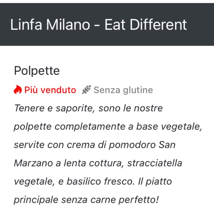 photo of Linfa Milano - Eat Different Polpette shared by @naj92 on  24 Sep 2022 - review