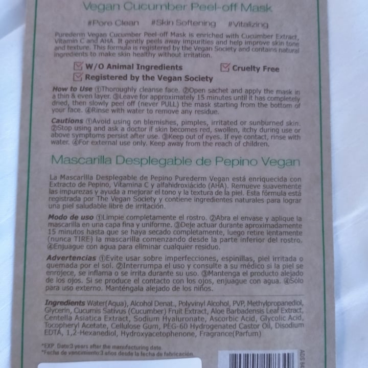 review photo of Purederm Cucumber Peel-off Mask shared by @meganvb on 13 Oct 2021 - review