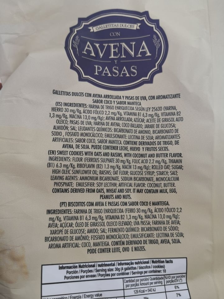 photo of Tostex Galletitas Dulces Con Avena Y Pasas shared by @imperfectavegana on  26 Nov 2019 - review