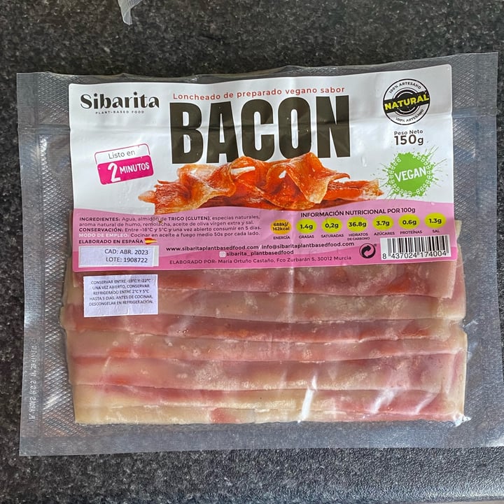 photo of Sibarita plant-based food Loncheado de preparado vegano sabor bacon shared by @veganagram on  08 Oct 2022 - review