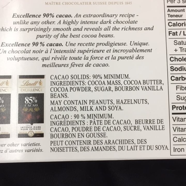 photo of Lindt Excellence 90% Cocoa shared by @malarky on  14 Feb 2021 - review