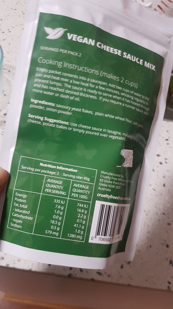 photo of The Cruelty Free Pantry Cheese sauce shared by @kmazz on  01 Jun 2020 - review