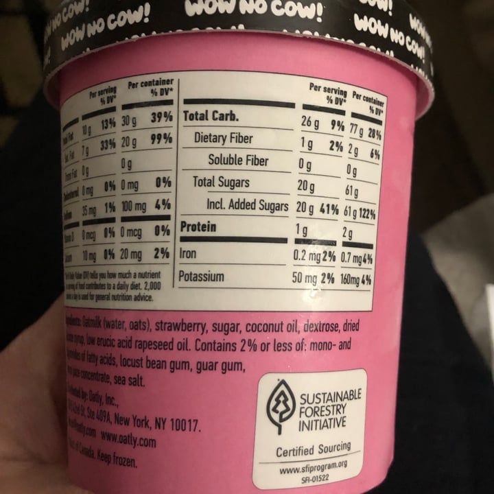 photo of Oatly Strawberry Ice Cream shared by @ehowell on  10 Feb 2022 - review