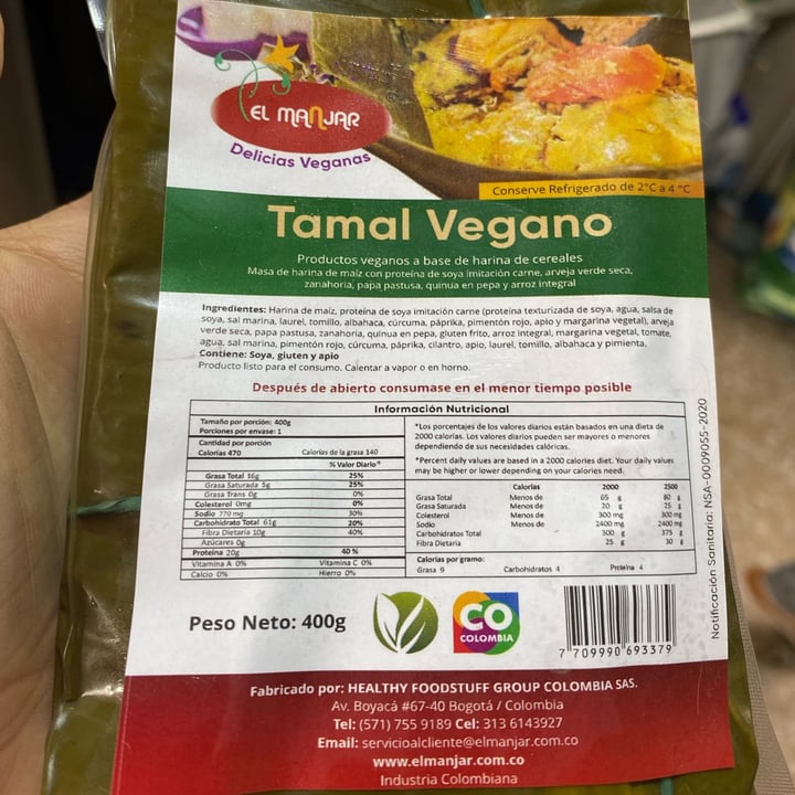 photo of El Manjar Tamal Vegano shared by @elmalejo on  17 Mar 2022 - review