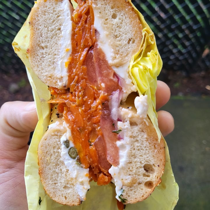 photo of Ben & Esther's Bagels and Deli Vegan Lox Bagel shared by @izzyiris on  15 Feb 2022 - review