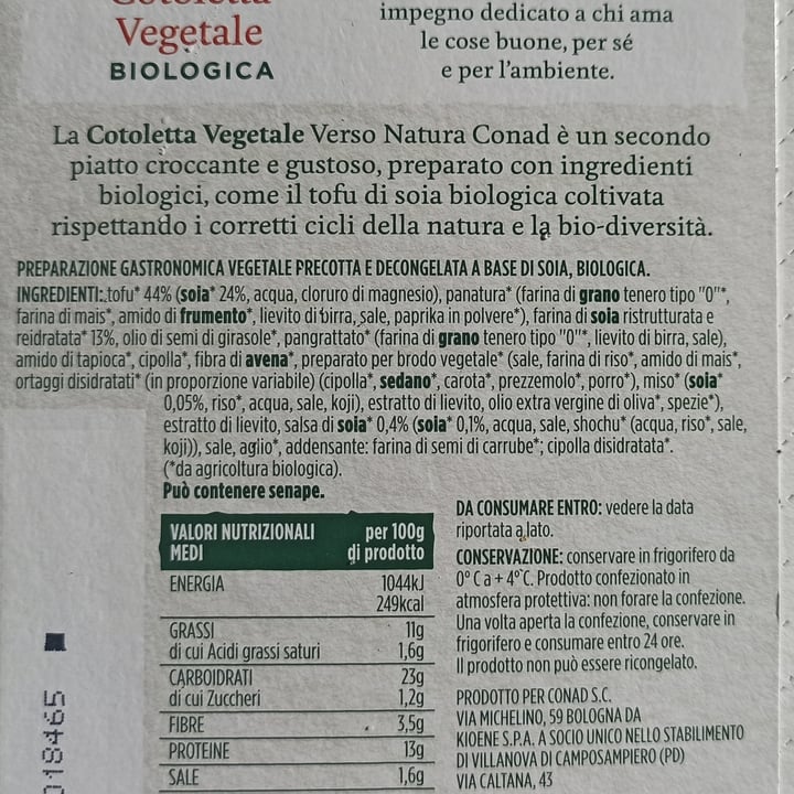 photo of Conad Verso Natura Cotoletta Vegetale shared by @nikolaus on  29 Nov 2022 - review