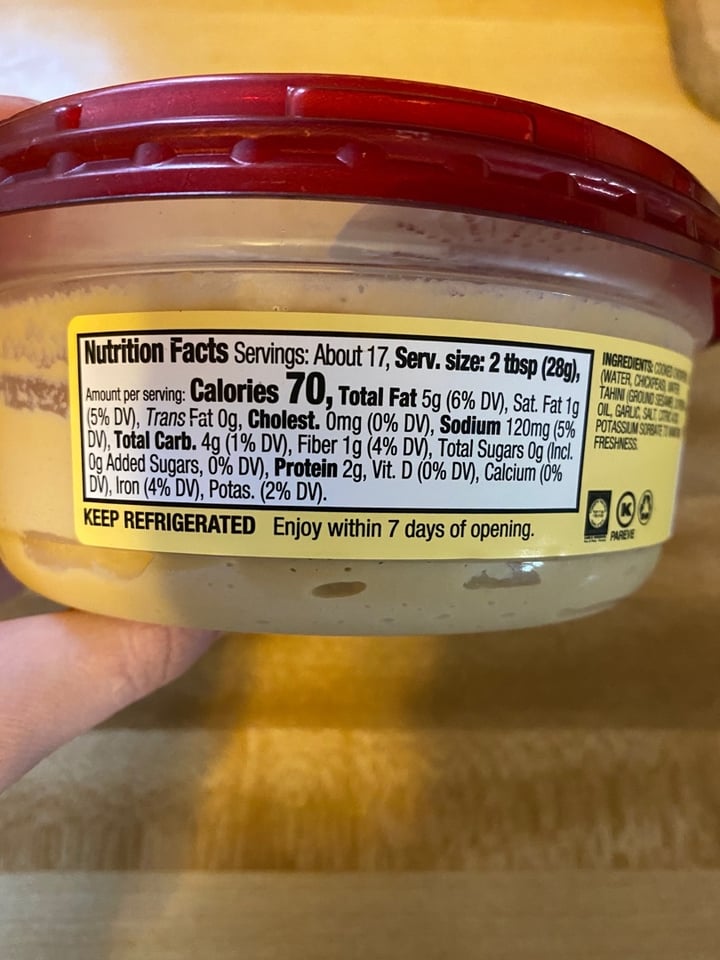 photo of Sabra Classic Hummus shared by @vegpaige on  12 Apr 2020 - review