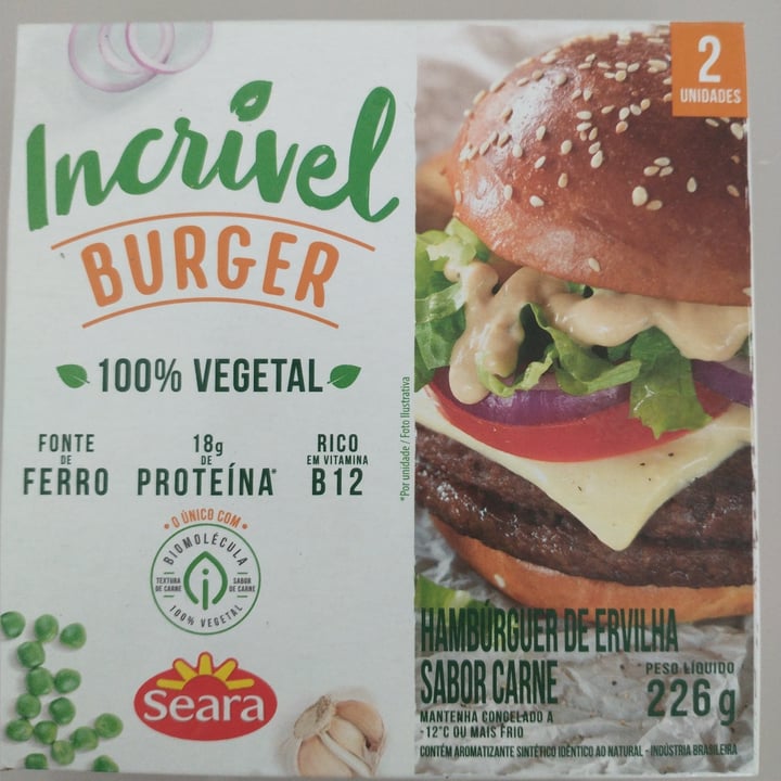 review photo of Seara Incrível Burger Hambúrguer de Ervilha Sabor Carne shared by @adriam on 13 Nov 2022 - review