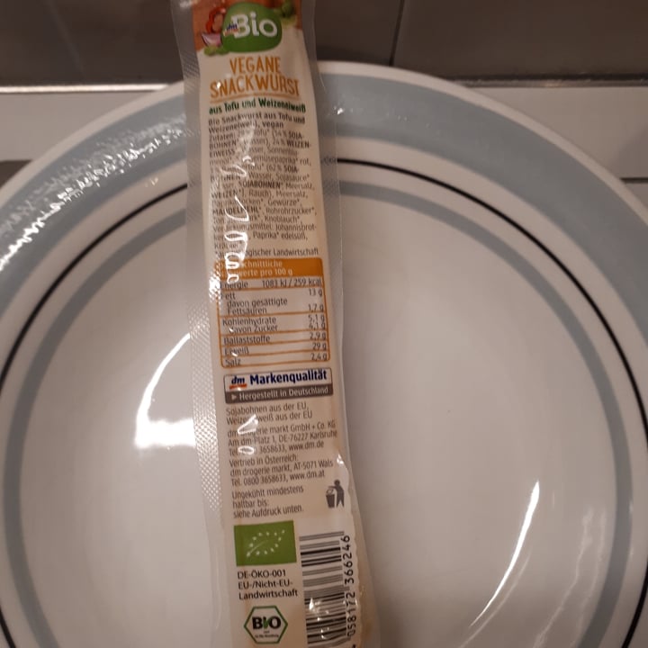photo of dmBio Vegane Snackwurst shared by @marcov91 on  30 Aug 2022 - review