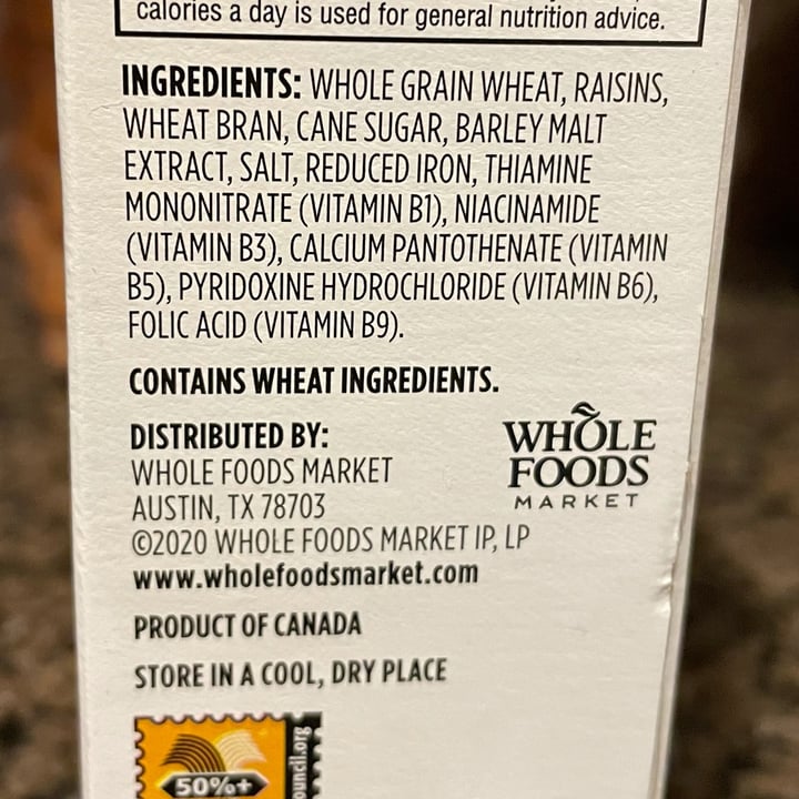 photo of 365 Whole Foods Market Raisin bran shared by @veggietable on  03 Feb 2022 - review