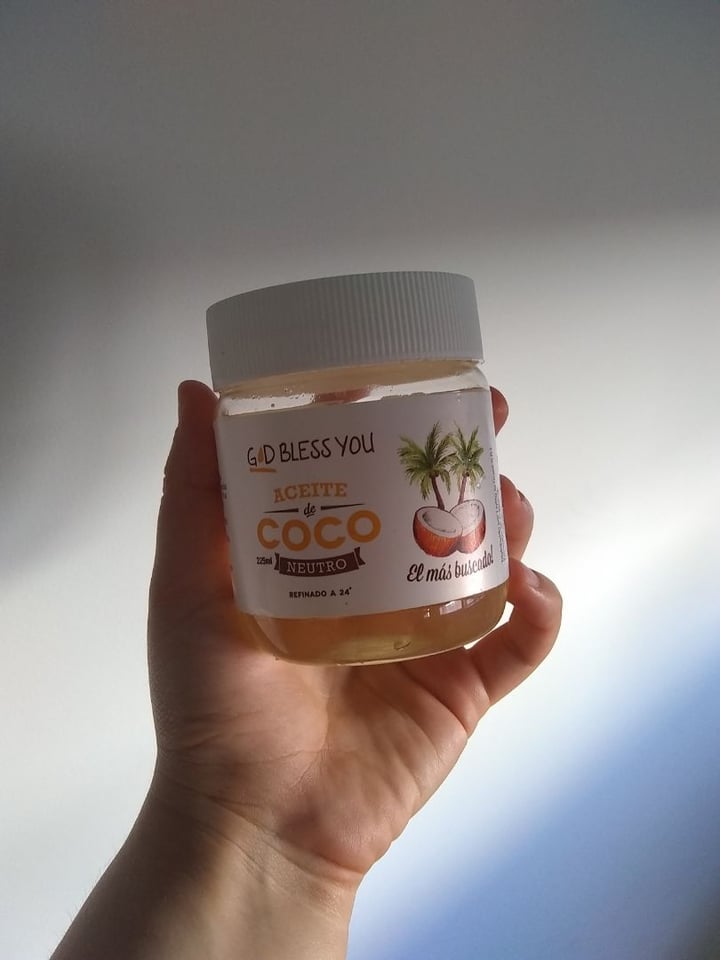 photo of God Bless You Aceite de coco shared by @purofuegovegan on  03 Feb 2020 - review