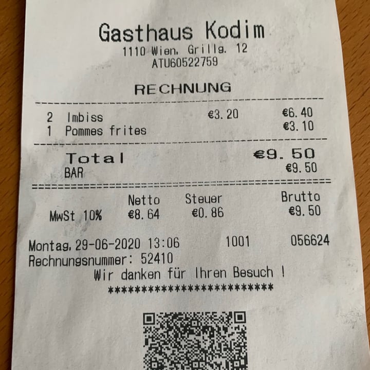 review photo of Gasthaus Kodim Veganer Burger shared by @nonni on 30 Jun 2020 - review