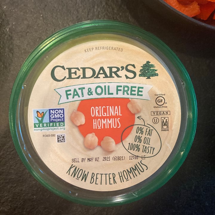 photo of Cedar's Foods Fat and Oil Free OG Hummus shared by @uninterestingvegan on  26 Apr 2021 - review