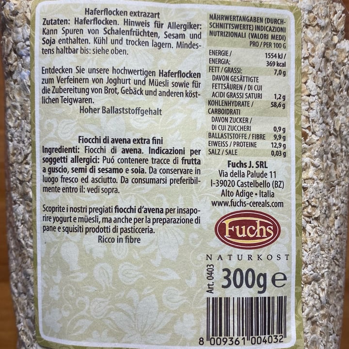photo of Fuchs Naturkost Fiocchi di avena extra fini shared by @linda0597 on  21 Nov 2021 - review