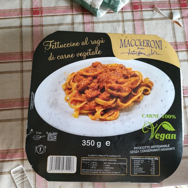 review photo of macckeroni Roma fettuccine al ragu’ di carne vegetale shared by @coccobello on 30 Jul 2022 - review