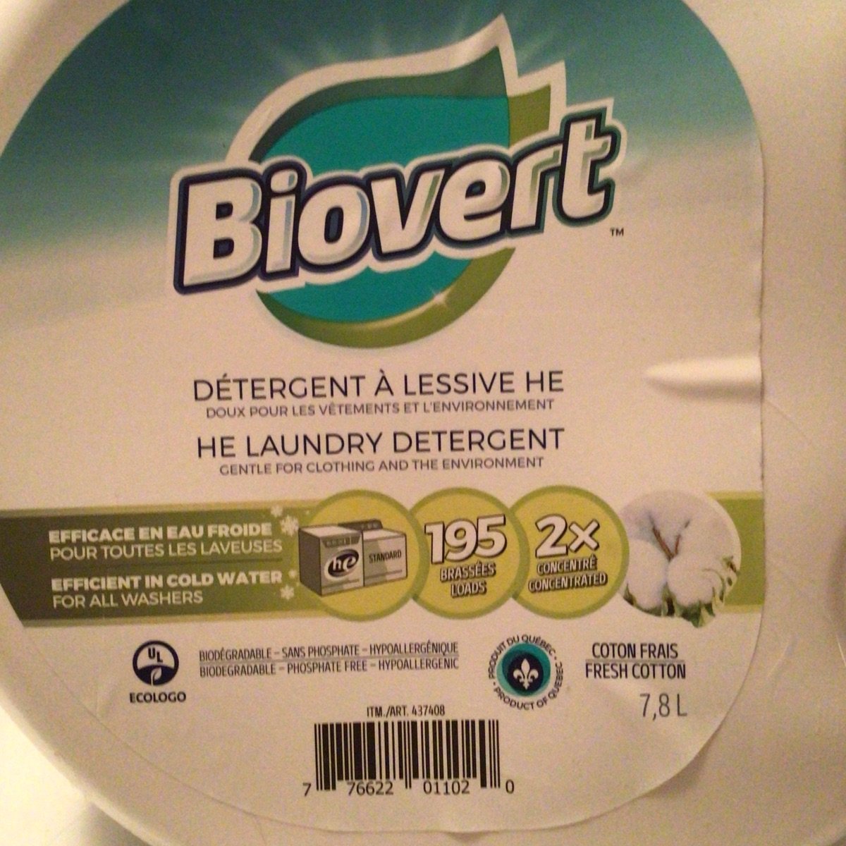 Détergent à lessive HE sans parfum - Biovert