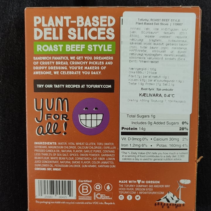 photo of Tofurky Plant-Based Deli Slices Roast Beef Style shared by @pickyrabbit on  21 Sep 2021 - review