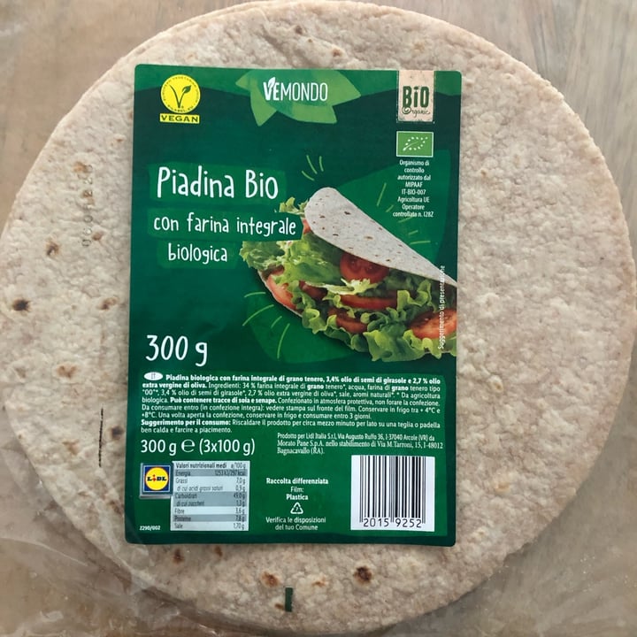 photo of Vemondo Piadina bio integrale shared by @crunchypeanutbutter on  25 Apr 2022 - review