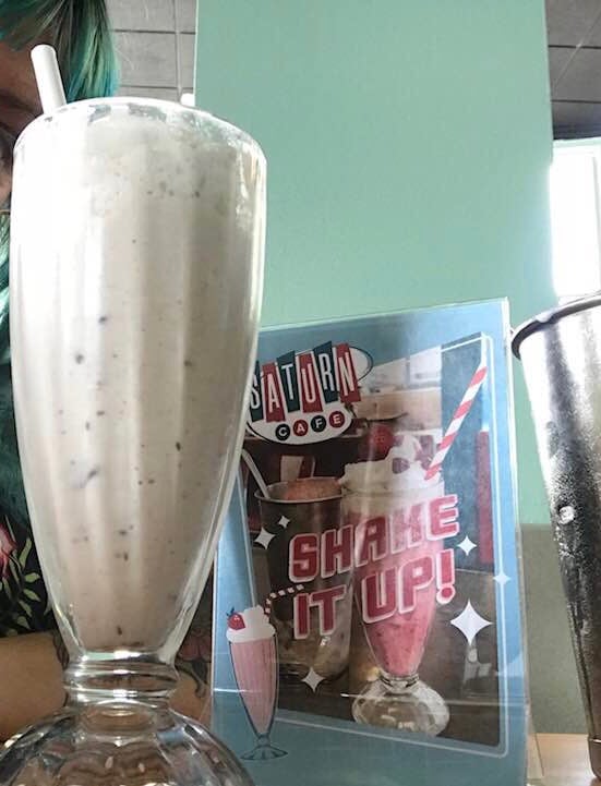 photo of Saturn Cafe Vegan mint chip milkshake shared by @michellem on  08 Nov 2018 - review