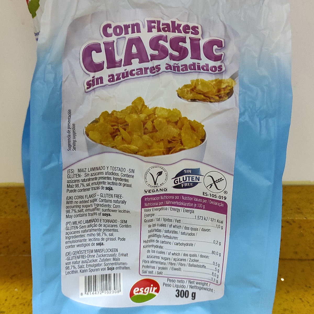 Corn Flakes Classic - Sin Azúcar 300 gr - Esgir