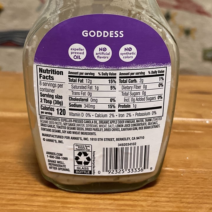 review photo of Annie’s Goddess tahini and lemon recipe dressing shared by @hyperbelly on 06 Oct 2021 - review