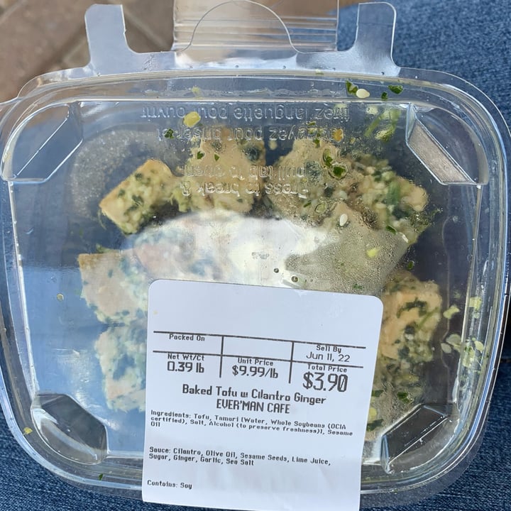 review photo of Ever'man Cooperative Grocery & Cafe Baked Tofu with Cilantro and Ginger shared by @possumandpalmetto on 15 Jun 2022 - review