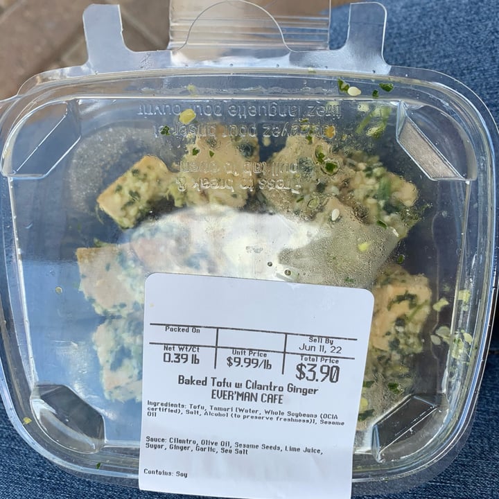 photo of Ever'man Cooperative Grocery & Cafe Baked Tofu with Cilantro and Ginger shared by @possumandpalmetto on  15 Jun 2022 - review