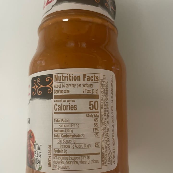 photo of Herdez Chipotle Salsa Cremosa shared by @veg4n on  07 Oct 2021 - review