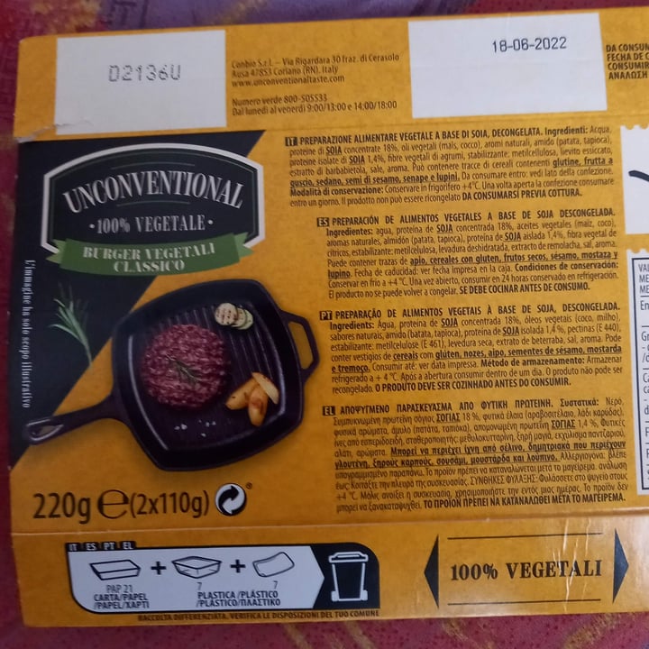 review photo of Unconventional Burger Vegetale Classico - Classic Burger shared by @cardax on 08 Oct 2022 - review
