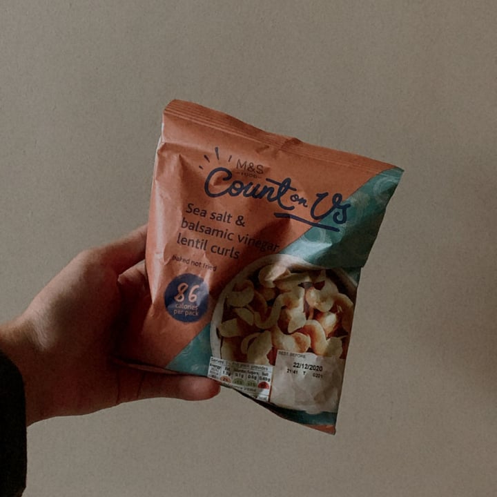 photo of Marks & Spencer Food (M&S) Sea Salt & Balsamic Vinegar Lentil Curls shared by @nutsfortheearth on  16 Jan 2021 - review