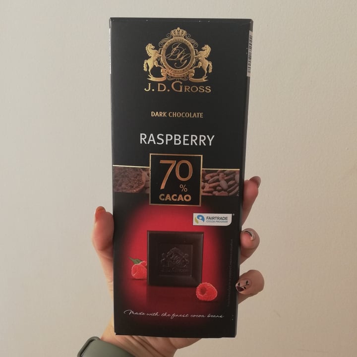 photo of J. D. Gross Raspberry Dark Chocolate 70% shared by @flouredfingers on  11 Oct 2020 - review