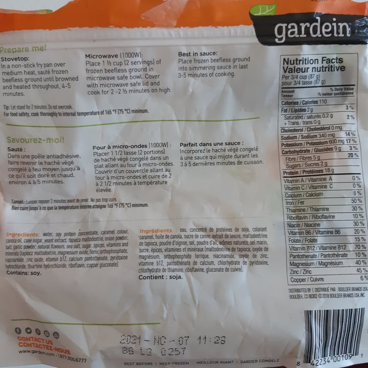 photo of Gardein The Ultimate Beefless Ground shared by @hbchic on  22 Mar 2021 - review