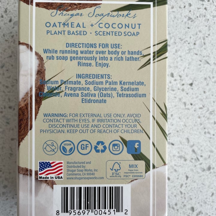 photo of Shugar Soapworks Oatmeal + Coconut Plant-Based Soap shared by @seasonalmood on  26 May 2021 - review