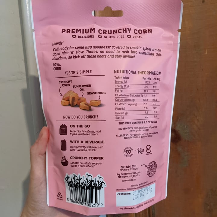 photo of Love, Corn Bbq flavour corn snack shared by @fruitbear on  08 Jun 2022 - review