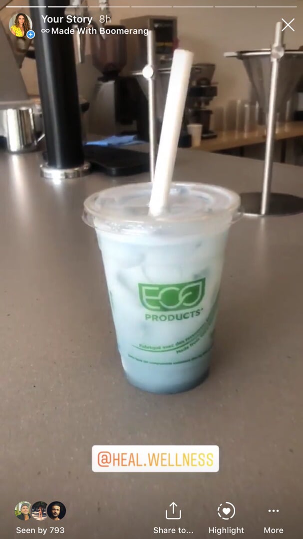 review photo of HEAL Wellness Lavender Spirulina Iced Latte shared by @sarahbrandow on 23 Jul 2019 - review