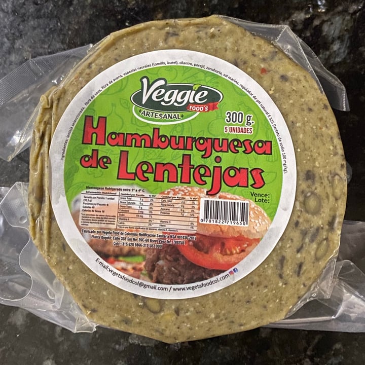 photo of Vegeta Foods de Colombia Hamburguesa de lentejas shared by @mpaulamojica on  28 Nov 2020 - review
