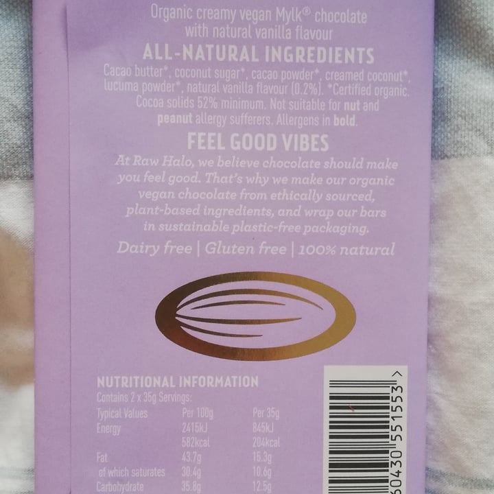 photo of Raw Halo Mylk & Vanilla Organic Raw Chocolate shared by @cristynorth on  05 Jul 2022 - review