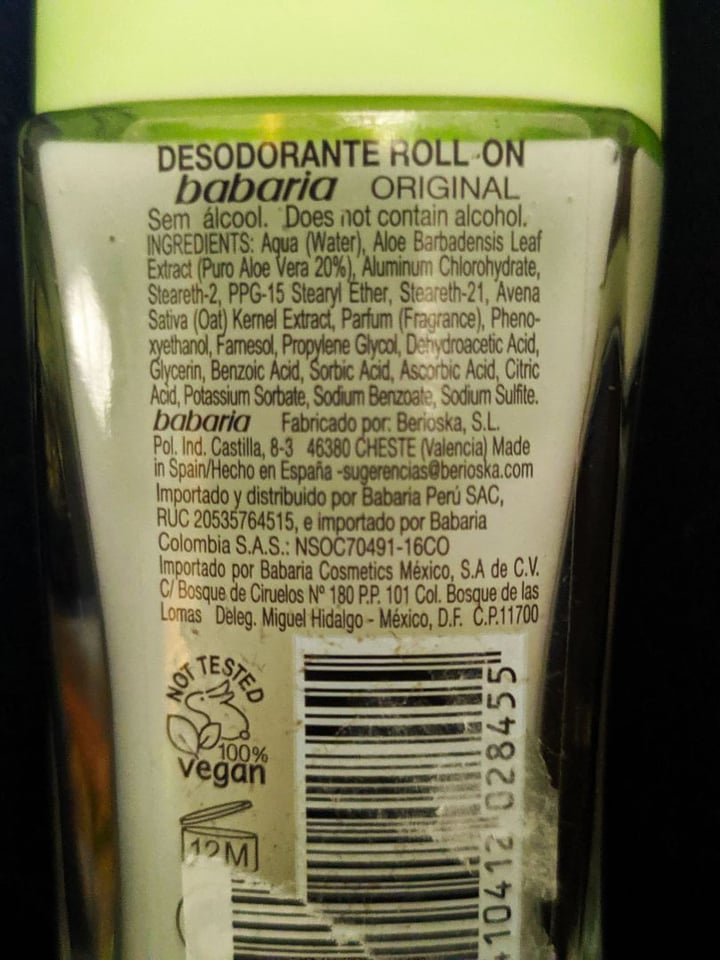 photo of Babaria DEO ROLL-ON aloe - Desodorante shared by @abejitavampiro on  16 Dec 2019 - review