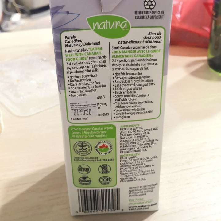 photo of Natura Mc Unsweetened Organic Soy Beverage shared by @carachew on  25 May 2020 - review