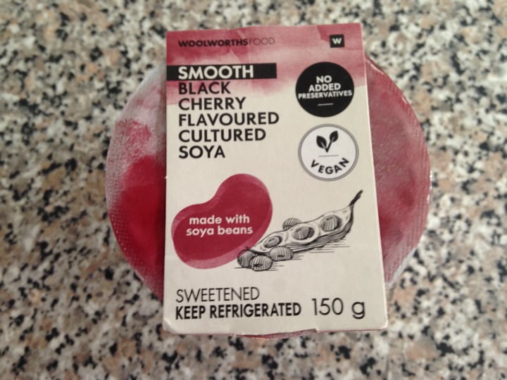 photo of Woolworths Food Smooth Black Cherry Flavoured Cultured Soya shared by @maesti on  23 Mar 2020 - review