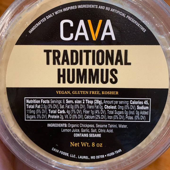 photo of Cava Traditional Hummus shared by @kekamattos on  29 Apr 2022 - review