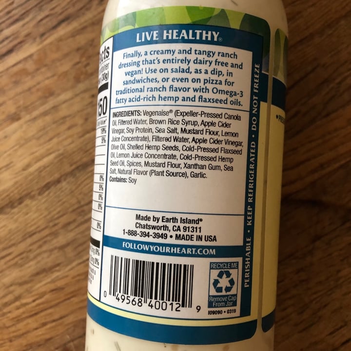 review photo of Follow your Heart High Omega Vegan Ranch shared by @xtra70s on 07 Apr 2021 - review