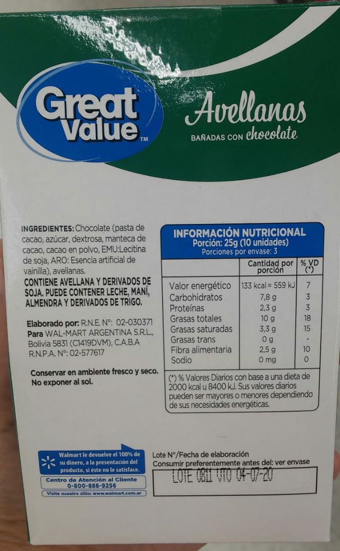 photo of Great Value  Avellanas bañadas con chocolate shared by @8cintia8 on  16 Dec 2019 - review