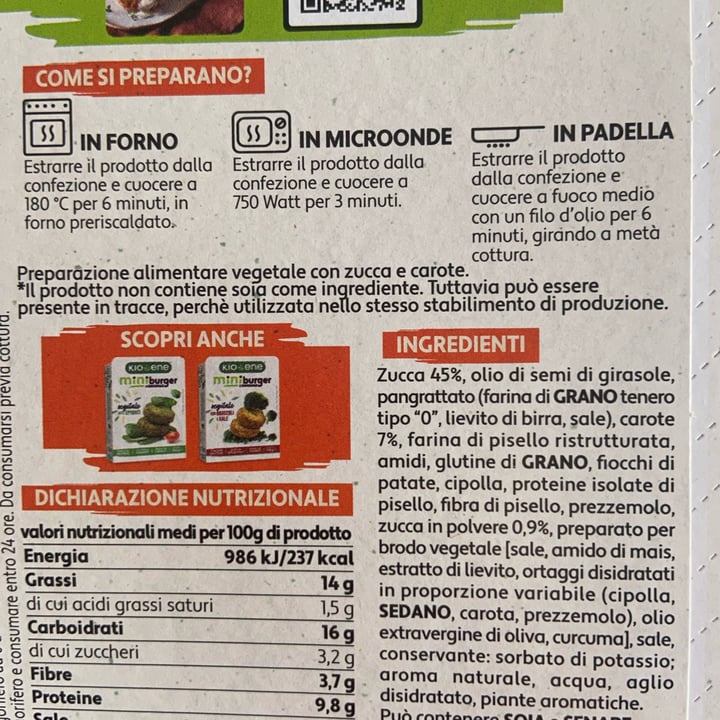 review photo of Kioene Mini Burger Zucca E Carote shared by @giuliapelli on 19 Oct 2022 - review