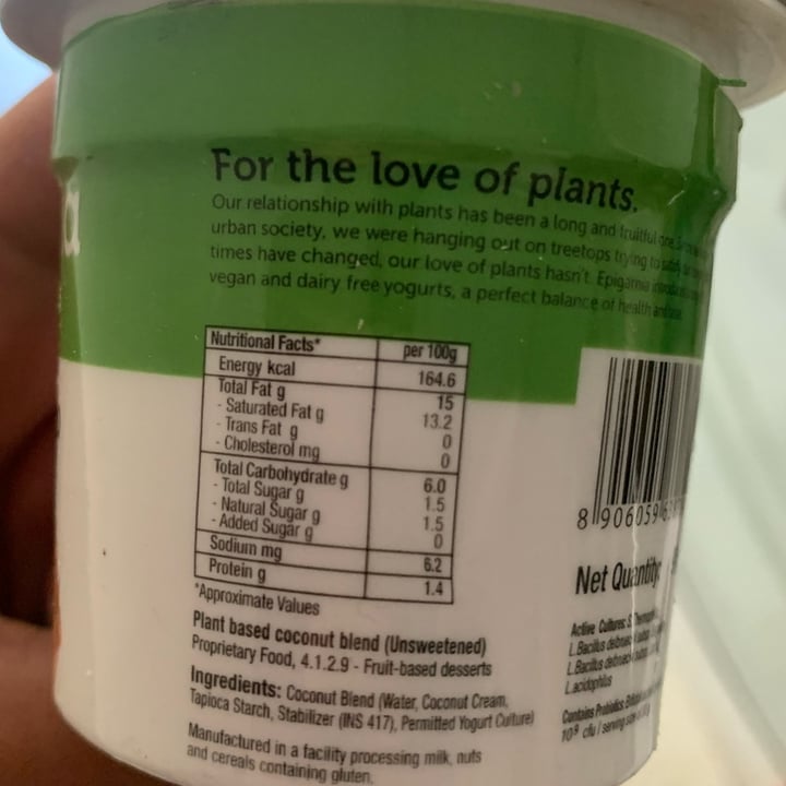 photo of Epigamia Coconut milk yogurt unsweetened shared by @consciousandcurious on  03 Jan 2022 - review