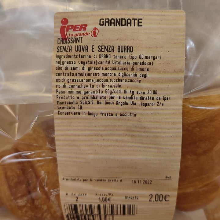 photo of Iper Croissant senza uova e senza burro shared by @monica86 on  25 Nov 2022 - review