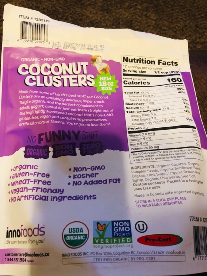 photo of InnoFoods Coconut Clusters shared by @kingissy on  16 Apr 2019 - review